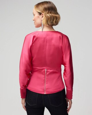 Long Sleeve V-Neck Empire Waist Blouse | White House Black